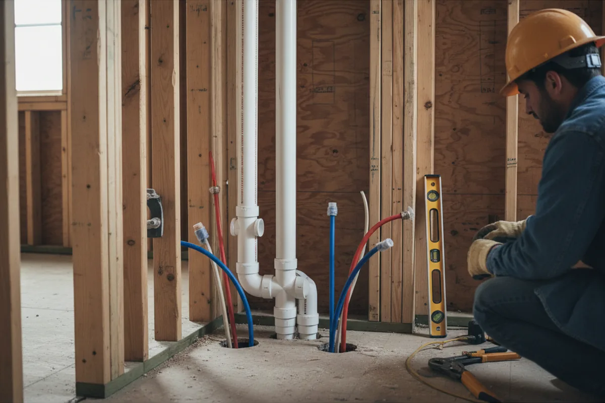 Drain and supply rough-in during Garbage Disposal Repair in Wellesley Hills
